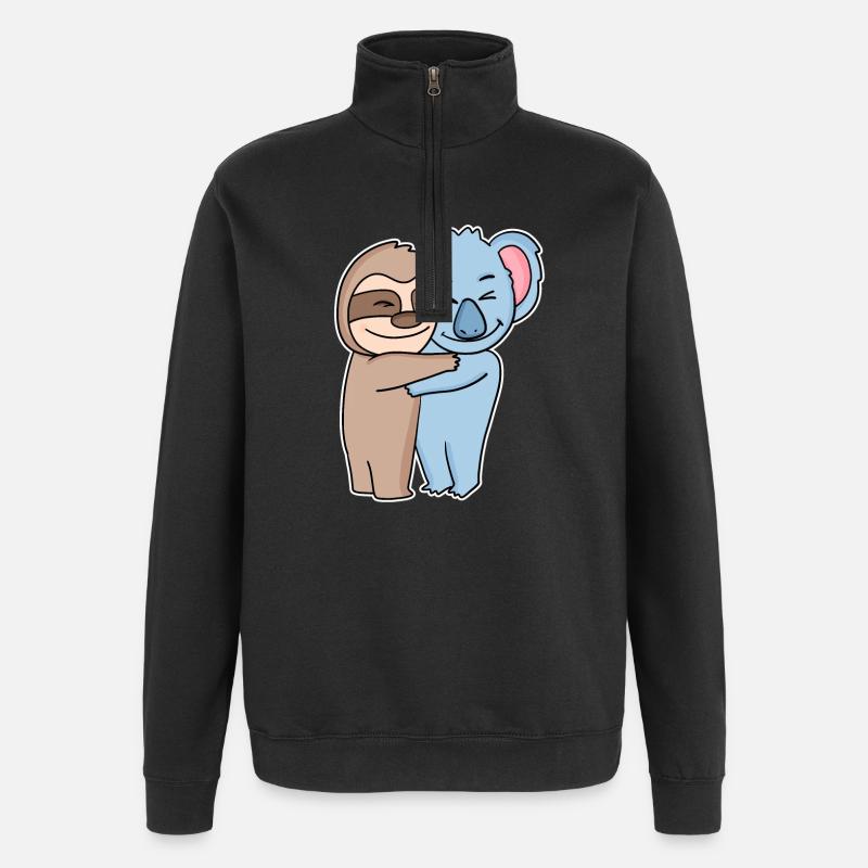 Sloth and koala hugging - hug - Quarter-Zip Sweatshirt - black