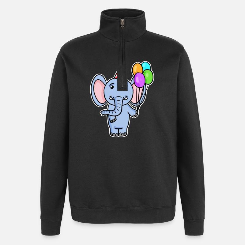 Ballon d’anniversaire d’éléphant - Sweat à zip 1/4 - noir