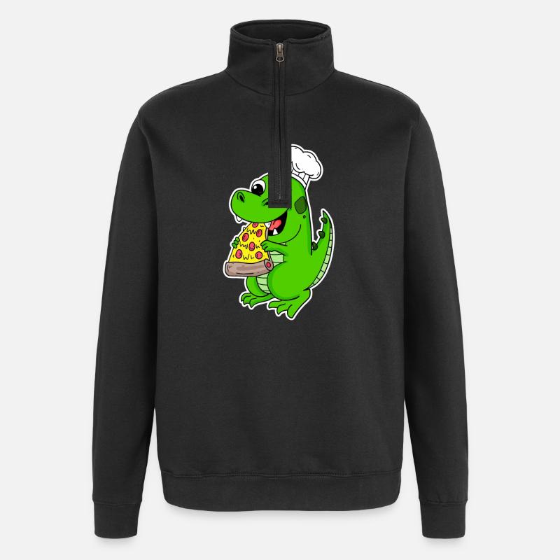 Gourmet Dino Pizza - Quarter-Zip Sweatshirt - black