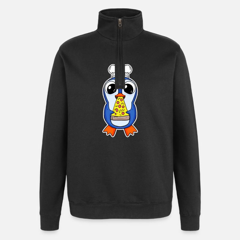 Pizza pingouin gourmet - Sweat à zip 1/4 - noir