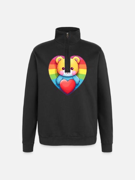 Love is a Bear Necessity - Quarter-Zip Sweatshirt - black