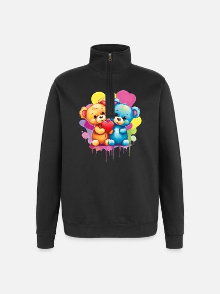 Love is a Bear Necessity - Quarter-Zip Sweatshirt - black