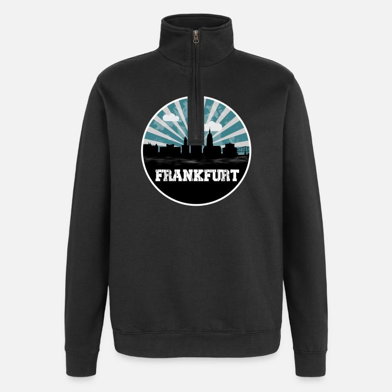 Frankfurt Skyline Blue Hour - Sweat à zip 1/4 - noir