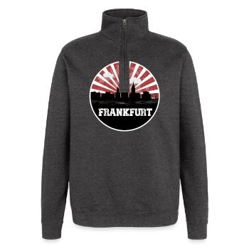 Frankfurt Skyline Home Game - Quarter-Zip Sweatshirt - charcoal grey - Front - AI Model Female 172 light (172cm) & AI Model Male 178 dark (178cm)