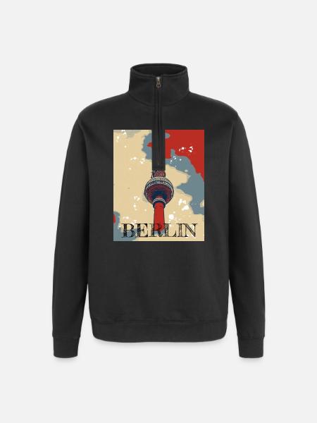 Fernsehturm Berlin The Place to be - Quarter-Zip Sweatshirt - black