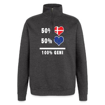 Europe et Danemark 100% drapeau de génie - Sweat à zip 1/4 - charbon - Devant - AI Model Female 172 light (172cm) & AI Model Male 178 dark (178cm)