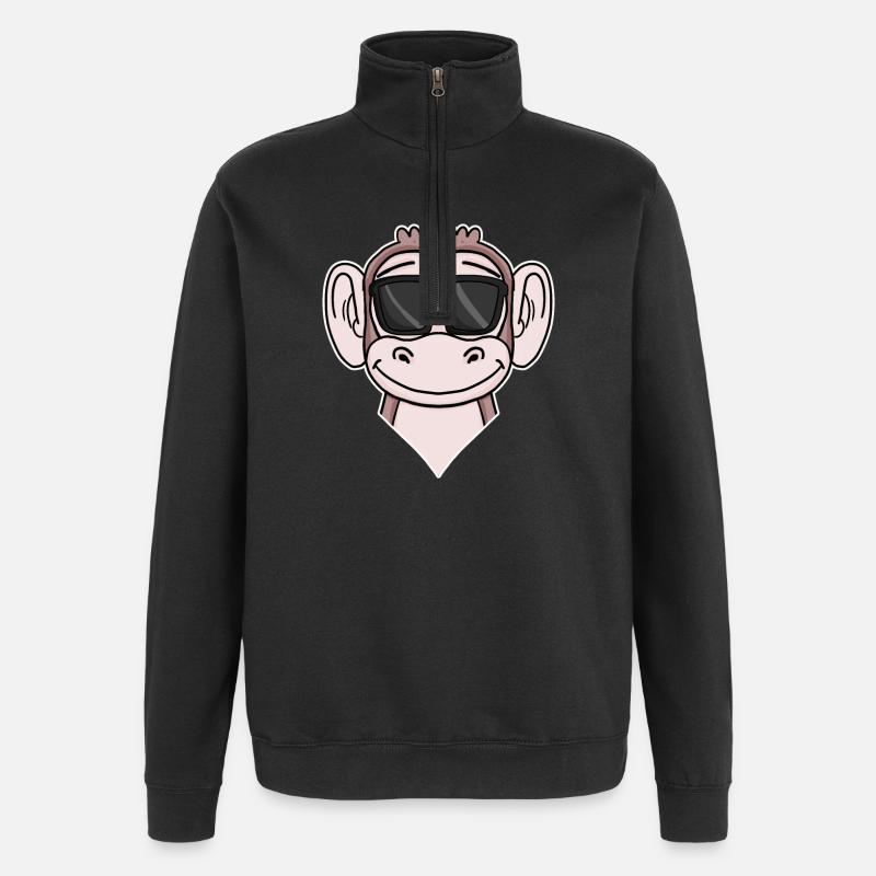 cool monkey with sunglasses - Quarter-Zip Sweatshirt - black