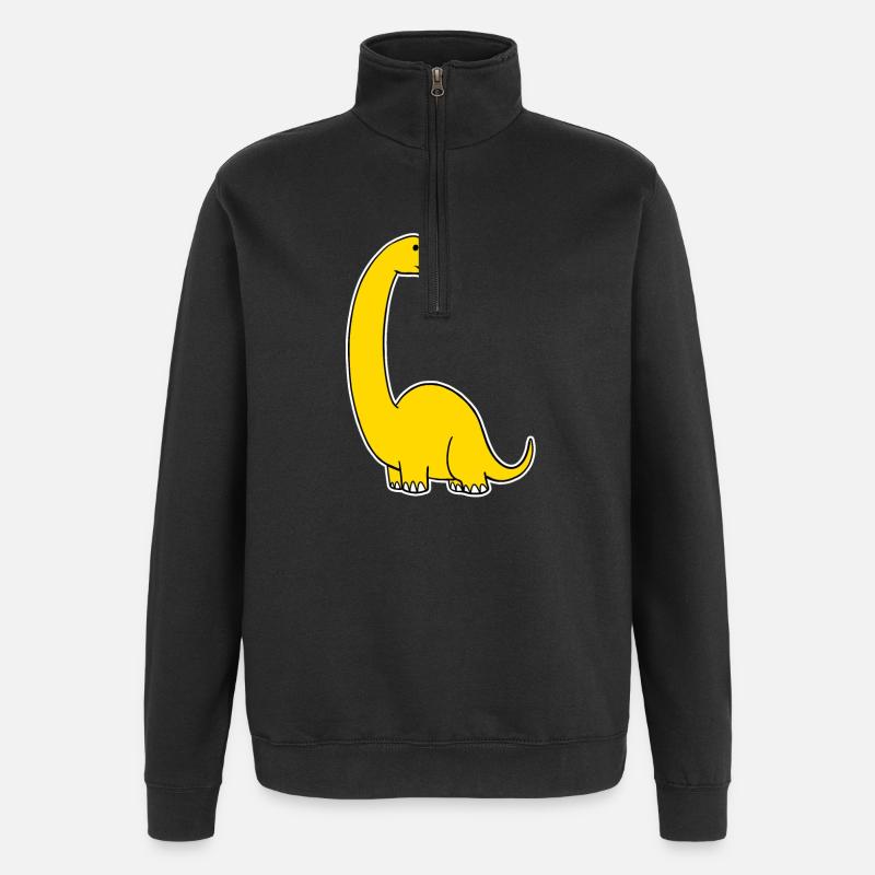 Dino jaune doux - Sweat à zip 1/4 - noir