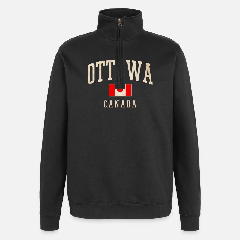 Ottawa Kanada Flaggendesign - Quarter-Zip-Sweatshirt - Schwarz