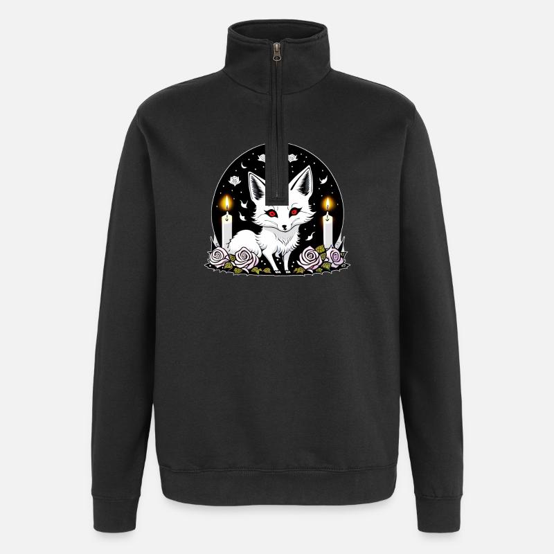 Gothic Fox - Quarter-Zip Sweatshirt - black