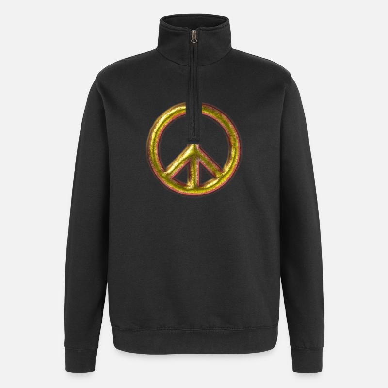 Messing Peace-Zeichen - Quarter-Zip-Sweatshirt - Schwarz