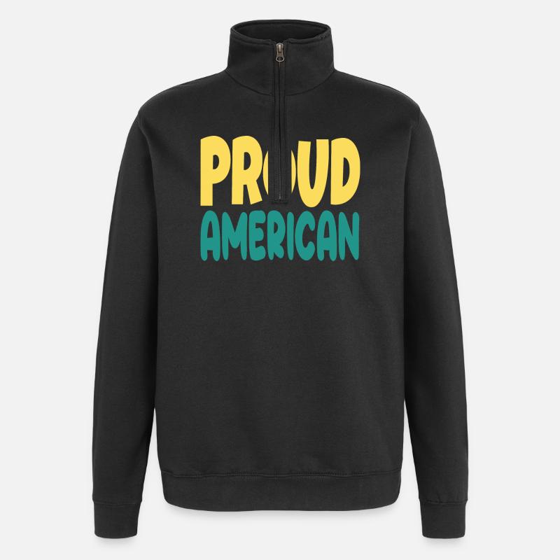 Pround amerikanische Typografie - Quarter-Zip-Sweatshirt - Schwarz