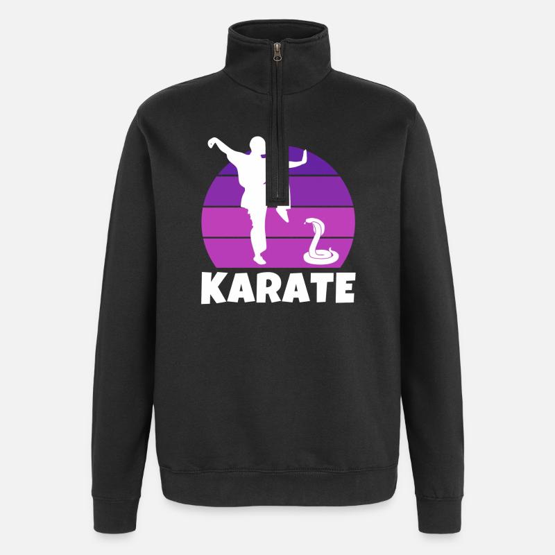 karaté, karatéka, karaté sport - Sweat à zip 1/4 - noir