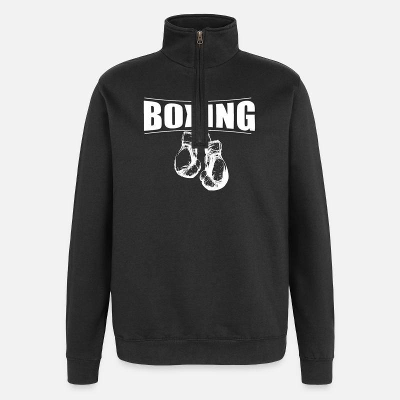 boxing mit handschuhe - Quarter-Zip-Sweatshirt - Schwarz