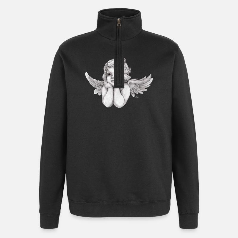 Petit ange chérubin rêveur - Sweat à zip 1/4 - noir
