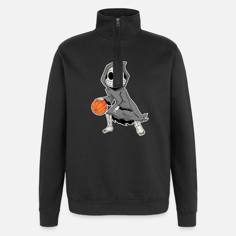 Grim Reaper plays basketball - Quarter-Zip Sweatshirt - black