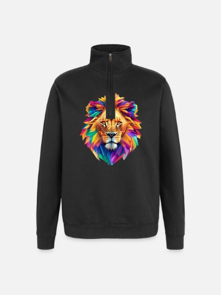 Lion's head - Quarter-Zip Sweatshirt - black