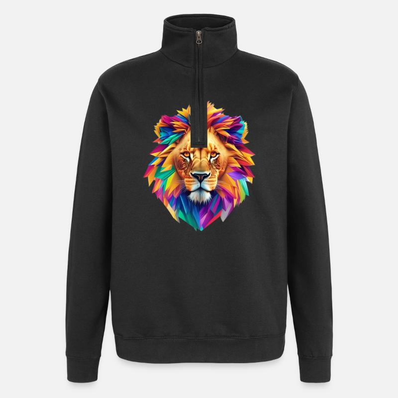 Löwenkopf - Quarter-Zip-Sweatshirt - Schwarz