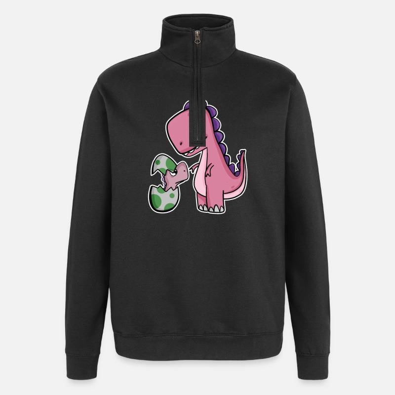 Dinosaure avec bébé dinosaure - Dino - Sweat à zip 1/4 - noir