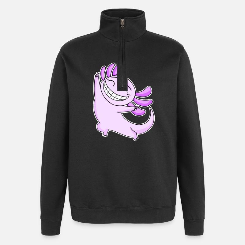 Happy Axolotl - Quarter-Zip Sweatshirt - black