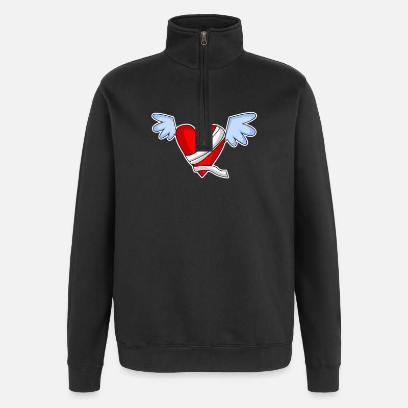 Coeur Ange Ailes d’Ange - Sweat à zip 1/4 - noir