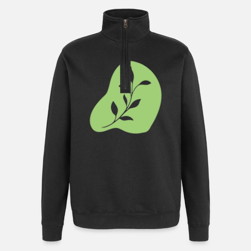 Feuilles - Sweat à zip 1/4 - noir