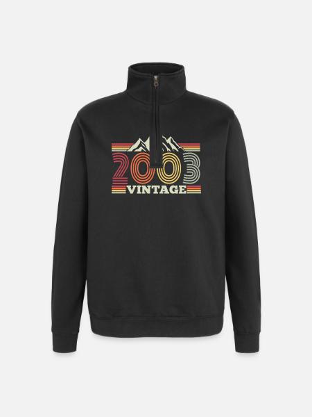 2003 Birthday Hiking Mountain - Quarter-Zip Sweatshirt - black
