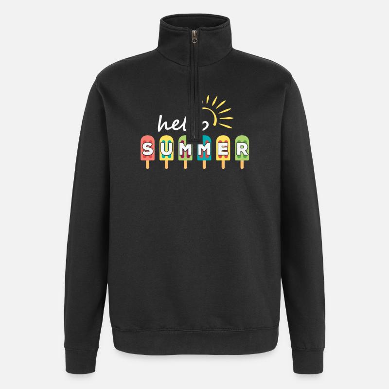 summer, hello summer, vacances d'été - Sweat à zip 1/4 - noir