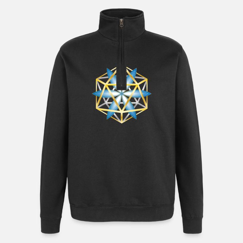 Geometric Mandala Design Blue Gold - Quarter-Zip Sweatshirt - black