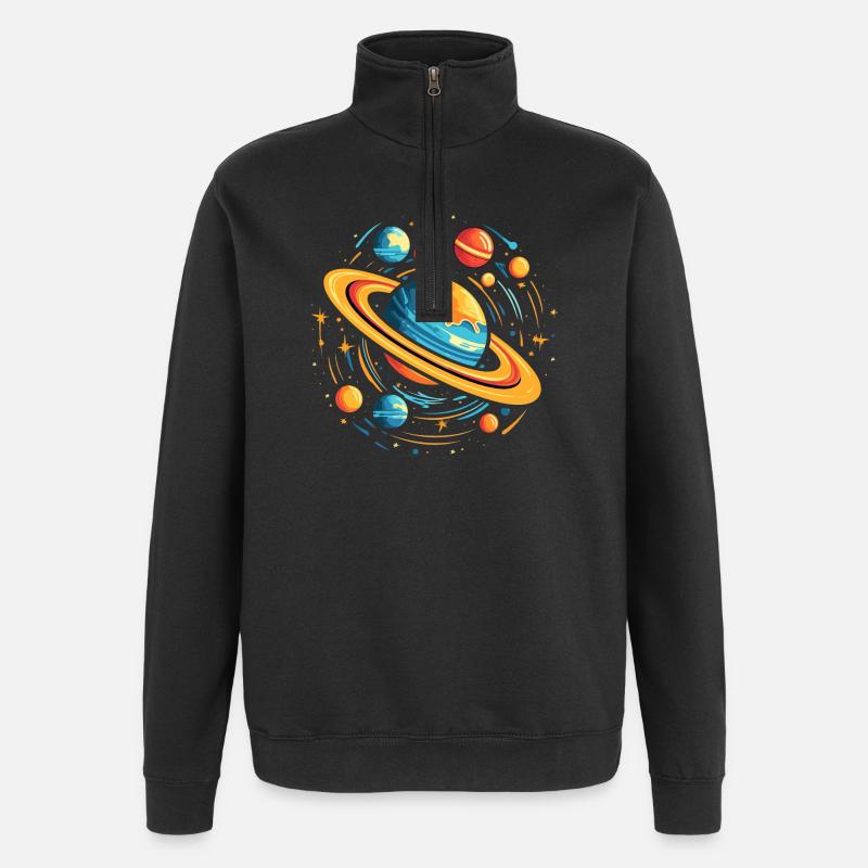 Space Galaxy Planets - Quarter-Zip Sweatshirt - black