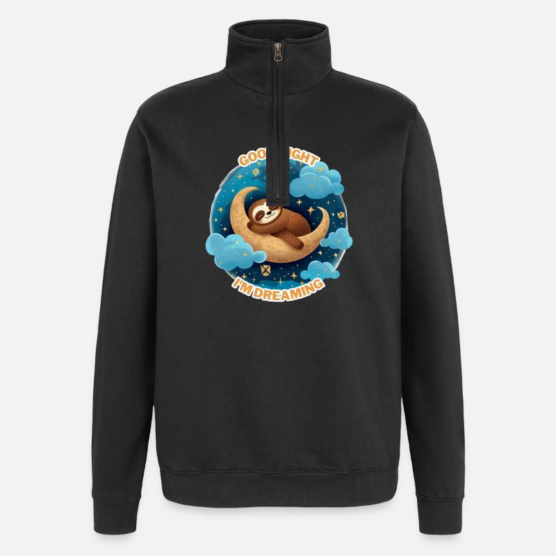 Moondream paresseux dans Night Glow - Sweat à zip 1/4 - noir