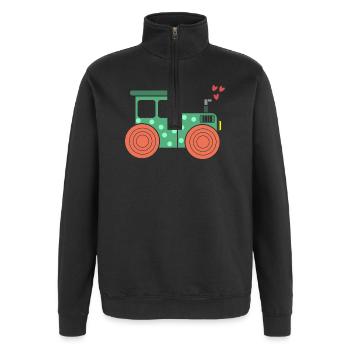 Kraftfahrzeug Ackerbau Herz Traktor Biobauer Feld - Quarter-Zip-Sweatshirt - Schwarz - Vorne - AI Model Female 172 light (172cm) & AI Model Male 178 dark (178cm)