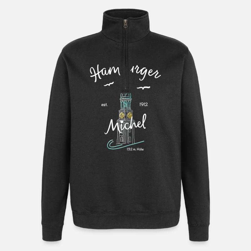 Hamburger Michel, Kirchturm, Germany - Quarter-Zip Sweatshirt - black