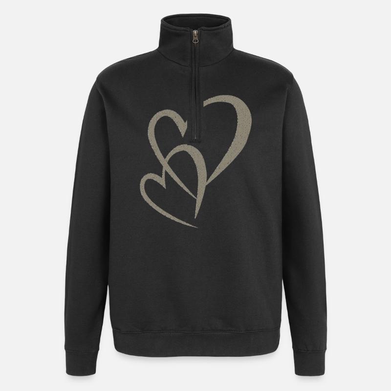 Hearts double tissue - Quarter-Zip Sweatshirt - black