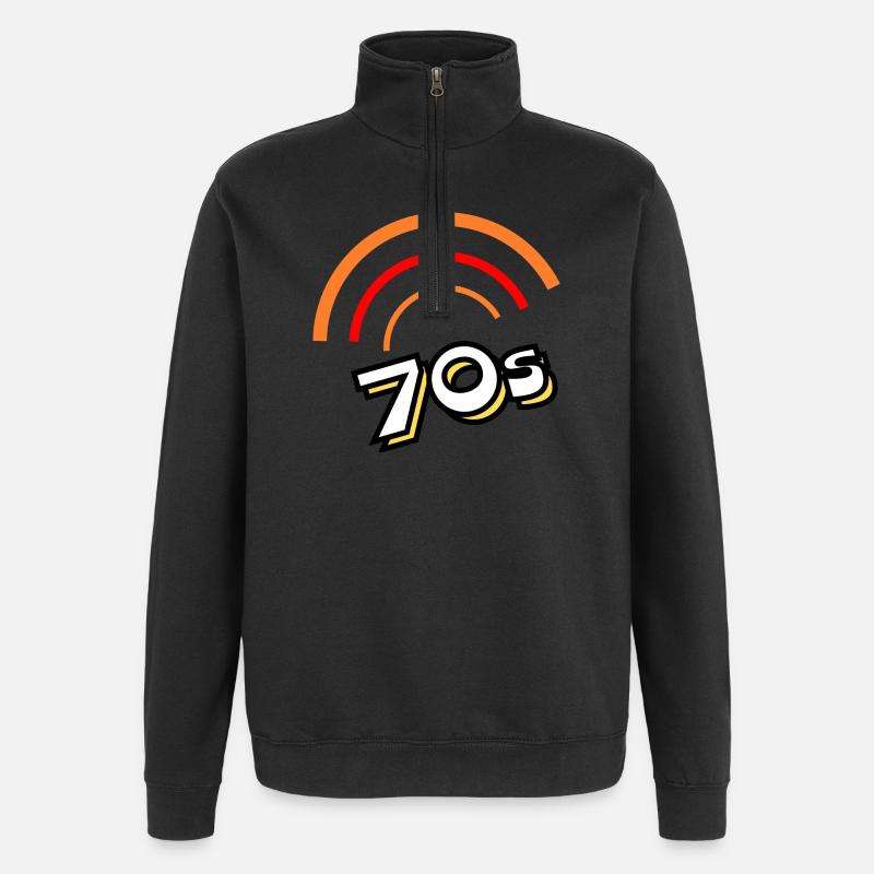 70er Jahre - Quarter-Zip-Sweatshirt - Schwarz