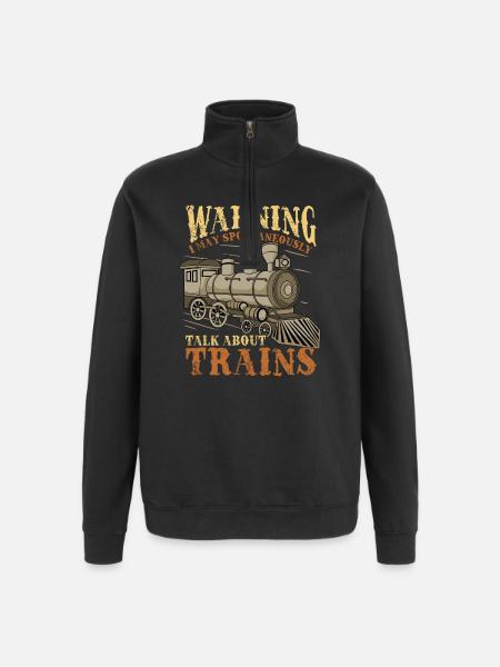 Lokomotive Zug - Quarter-Zip-Sweatshirt - Schwarz