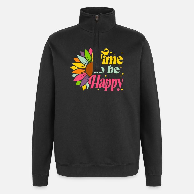 summer, hello summer, vacances d'été - Sweat à zip 1/4 - noir