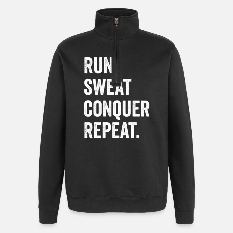 Courir. Sueur. Conquérir. Répéter. - Sweat à zip 1/4 - noir