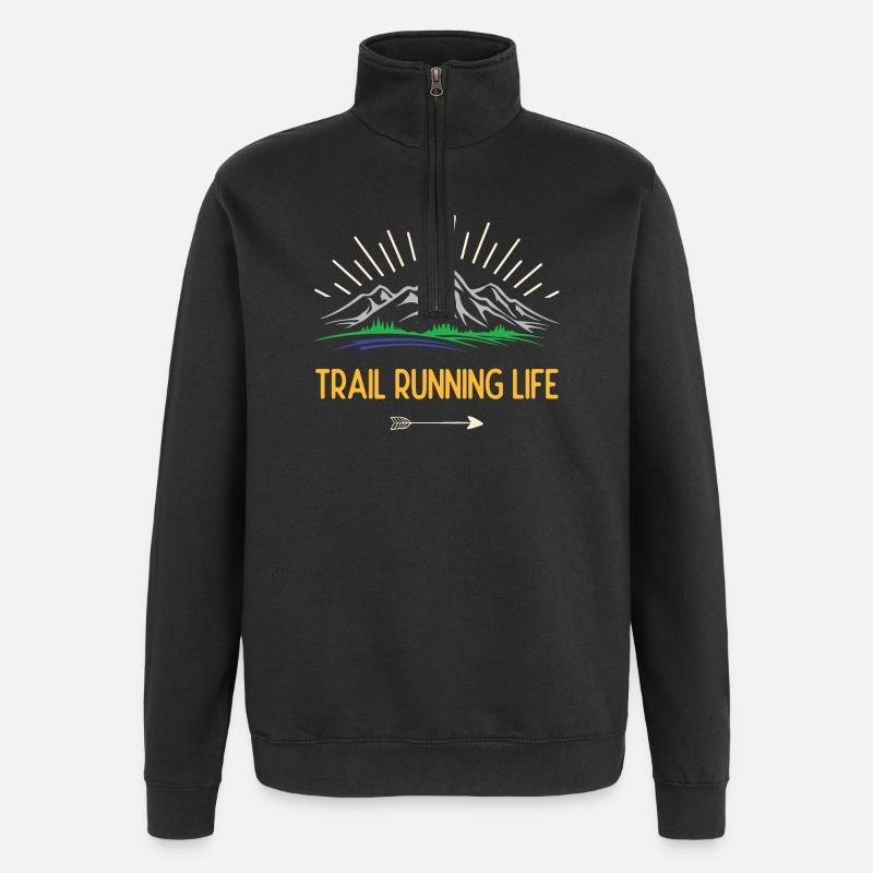 Trailrunning-Leben - Quarter-Zip-Sweatshirt - Schwarz