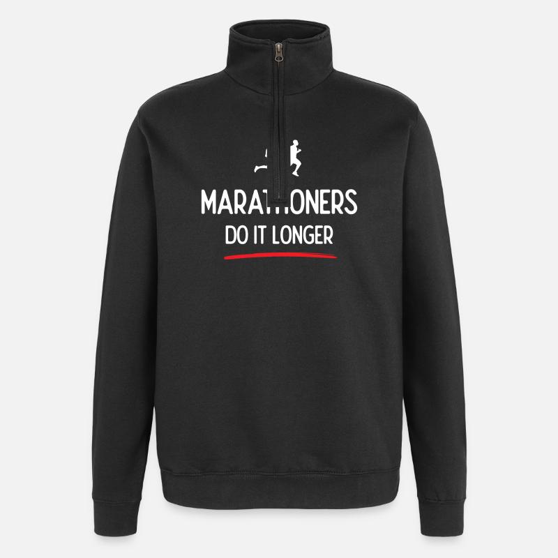 Marathoners Do It Longer - Quarter-Zip Sweatshirt - black