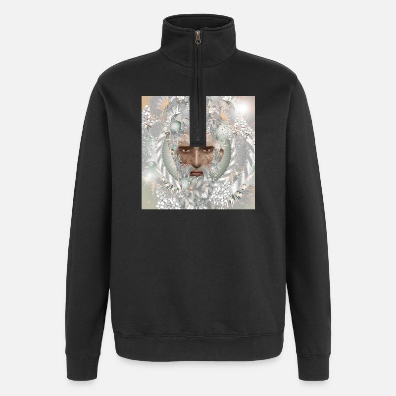 faszinierendes Porträt eines Wassermanns - Quarter-Zip-Sweatshirt - Schwarz