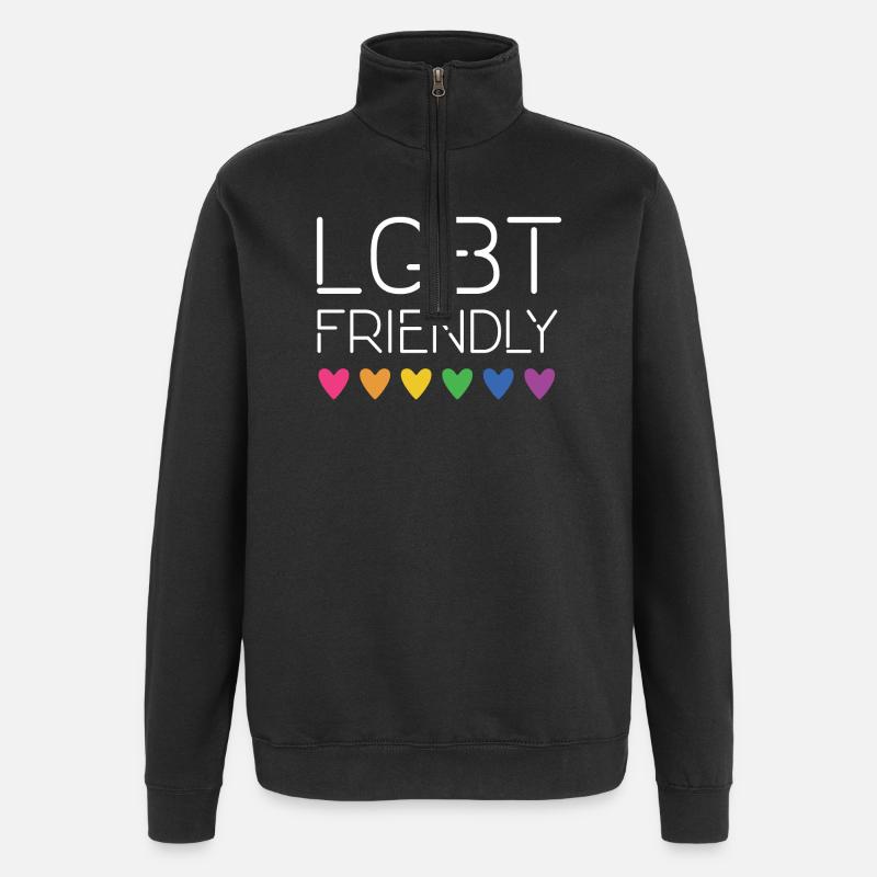 LGBT amical - Sweat à zip 1/4 - noir