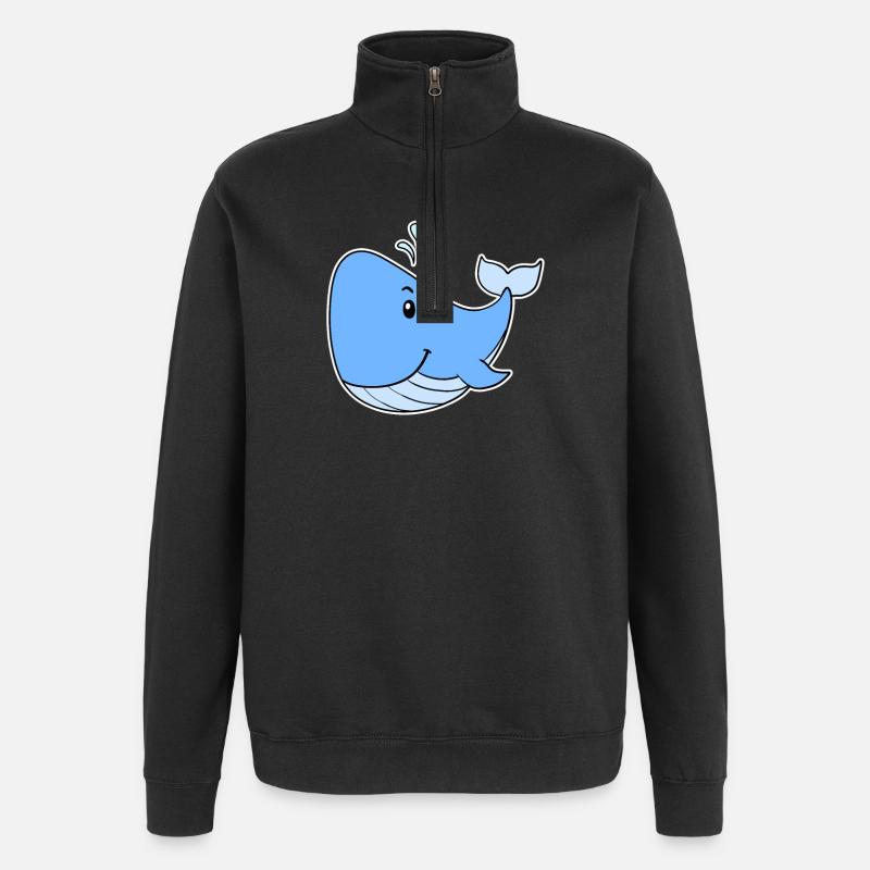 Ozean Wal - Quarter-Zip-Sweatshirt - Schwarz
