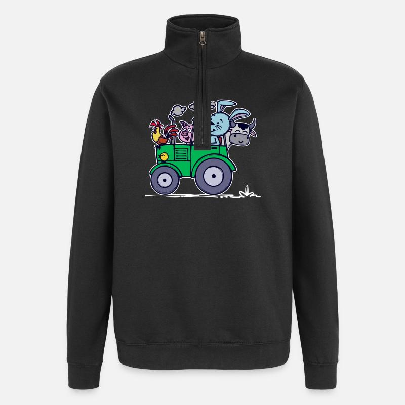 Landmaschinen Statement Ackerbau Bauernhof Traktor - Quarter-Zip-Sweatshirt - Schwarz