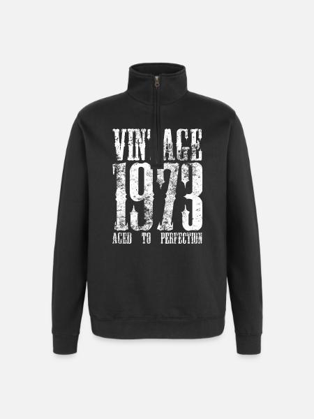 Retro-Typografie von 1973 - Quarter-Zip-Sweatshirt - Schwarz