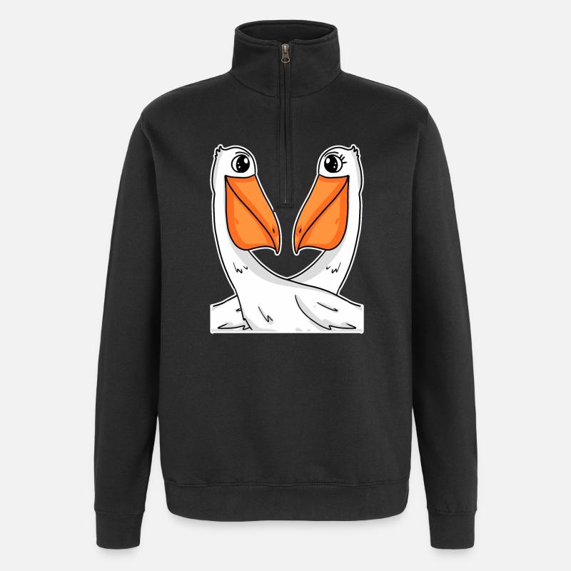 zwei Pelikane - Quarter-Zip-Sweatshirt - Schwarz