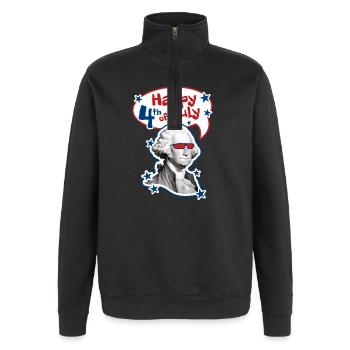 4 juillet - Jour de l’indépendance. Si vous aimez la liberté - Sweat à zip 1/4 - noir - Devant - AI Model Female 172 light (172cm) & AI Model Male 178 dark (178cm)