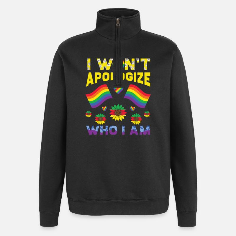 LGBT, arc-en-ciel, pride - Sweat à zip 1/4 - noir