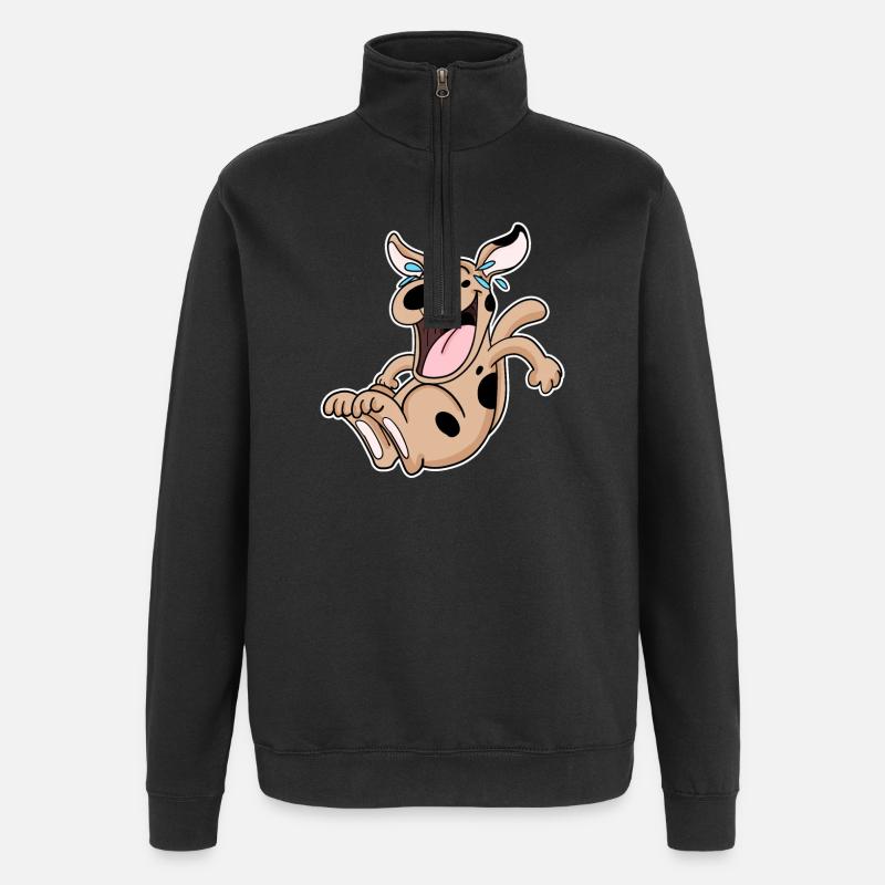 Laughing dog - Quarter-Zip Sweatshirt - black