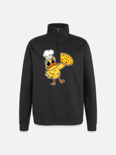pizza maker pizza chef duck italy - Quarter-Zip Sweatshirt - black